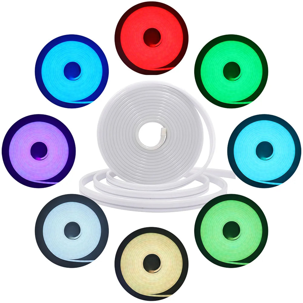 Fita LED Neon RGB - Bluetooth, Sincronização com Musica e Controlo por App Fita LED Neon RGB - Bluetooth, Sincronização com Musica e Controlo por App